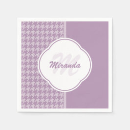 Servilleta De Papel Bonito Pastel Morado Houndstoth Monograma y nombre