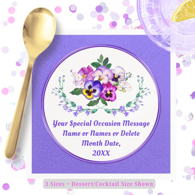 Servilleta De Papel Bonito personalizada, pansy Paper Napkins (Pansy Napkins. Pansy Paper Plates and Napkins. Personalized Birthday Cocktail Napkins. Sweet 16 idea)