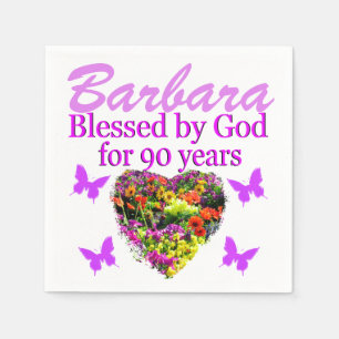 SERVILLETA DE PAPEL BONITO PERSONALIZADO 90º CUMPLEAÑOS NAPKINS FLOR