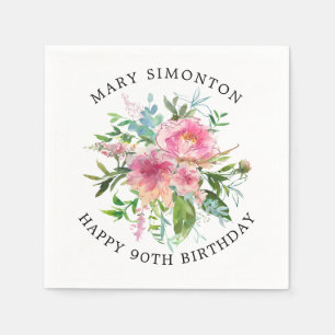 Servilleta De Papel Bonito Pink Peony Floral 90 cumpleaños