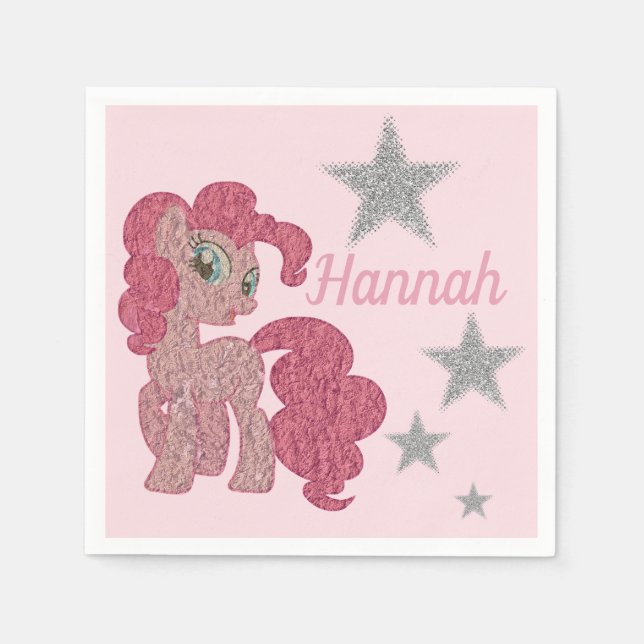 Servilleta De Papel Bonito Pony Rosa Personalizado (Anverso)