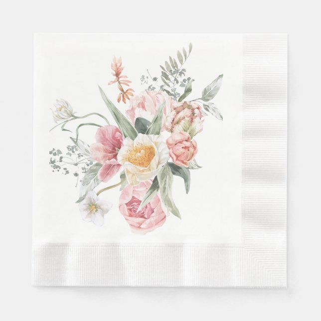 Servilleta De Papel Bonito Pozo ilustrado de flores (Anverso)