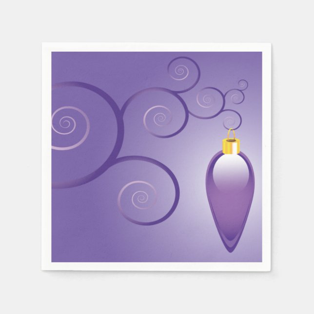 Servilleta De Papel Bonito Purple Christmas Ornament Holiday Design (Anverso)