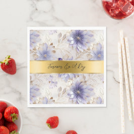 Servilleta De Papel Bonito Púrpura Pearl Gold Boda Floral