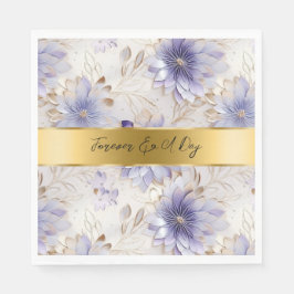 Servilleta De Papel Bonito Púrpura Pearl Gold Boda Floral
