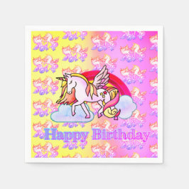 Servilleta De Papel Bonito Rainbow Unicorn Pegasus Pastel Magic