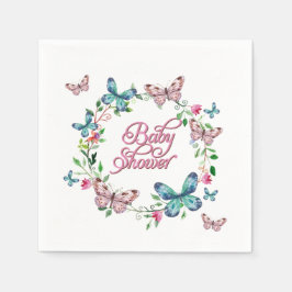 SERVILLETA DE PAPEL BONITO SPRING FLORAL BUTTERFLY WREATH BABY SHOWER