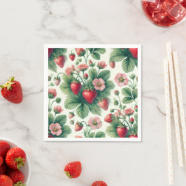 Servilleta De Papel Bonito Vintage Fresas de verano