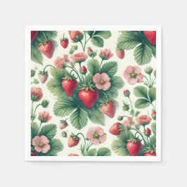 Servilleta De Papel Bonito Vintage Fresas de verano