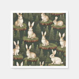 Servilleta De Papel Bonitos Bunnids Divertidos Sobre El Fondo Eververd