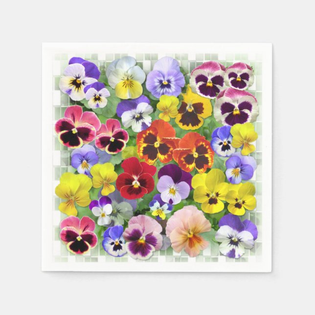 Servilleta De Papel Bonitos Pansies Napkins (Anverso)