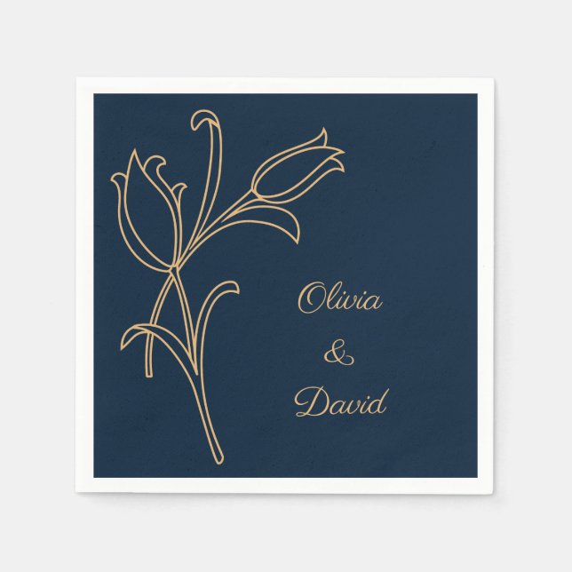 Servilleta De Papel Bonitos tulipanes de oro Art Deco (Anverso)