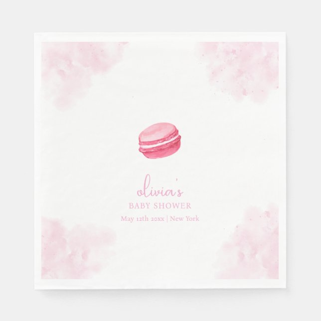 Servilleta De Papel Bonjour Bébé Macaron Baby Shower (Anverso)