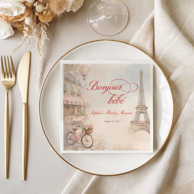 Servilleta De Papel Bonjour Bébé Paris Baby Shower  (Subido por el creador)