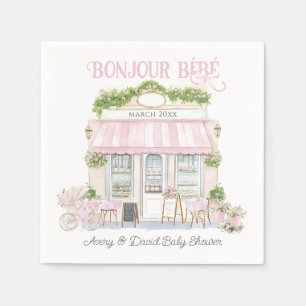 Servilleta De Papel Bonjour Bebe Pink Parisi Cafe Bebé Chica Ducha