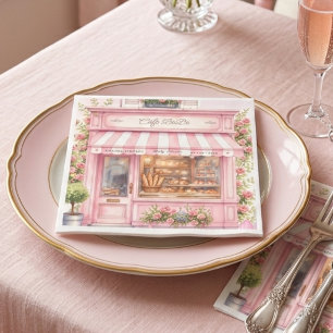 Servilleta De Papel Bonjour Café Parisino Bebe Rosa Baby Shower