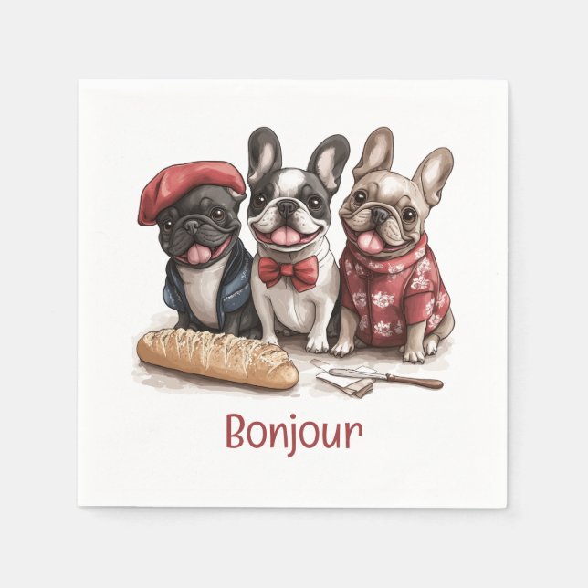 Servilleta De Papel Bonjour French Bulldogs (Anverso)