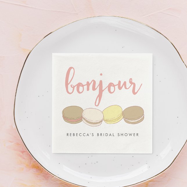 Servilleta De Papel Bonjour Macarons French Bridal Shower (Subido por el creador)