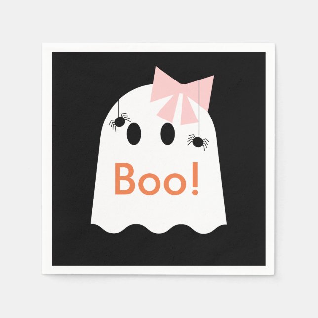 Servilleta De Papel ¡Boo! Chica fantasma de Halloween: Napkins de pape (Anverso)