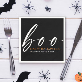 Servilleta De Papel Boo Cute Happy Halloween Black