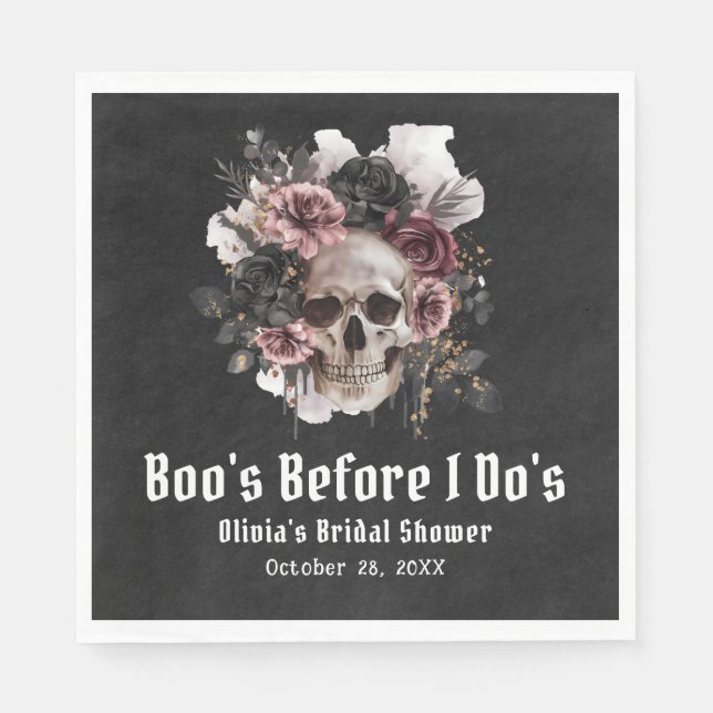 Servilleta De Papel Boo de cráneo de Halloween antes de la ducha de no (Anverso)