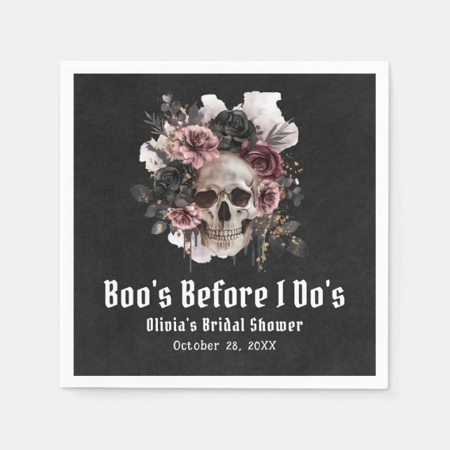 Servilleta De Papel Boo de cráneo de Halloween antes de la ducha de no (Anverso)
