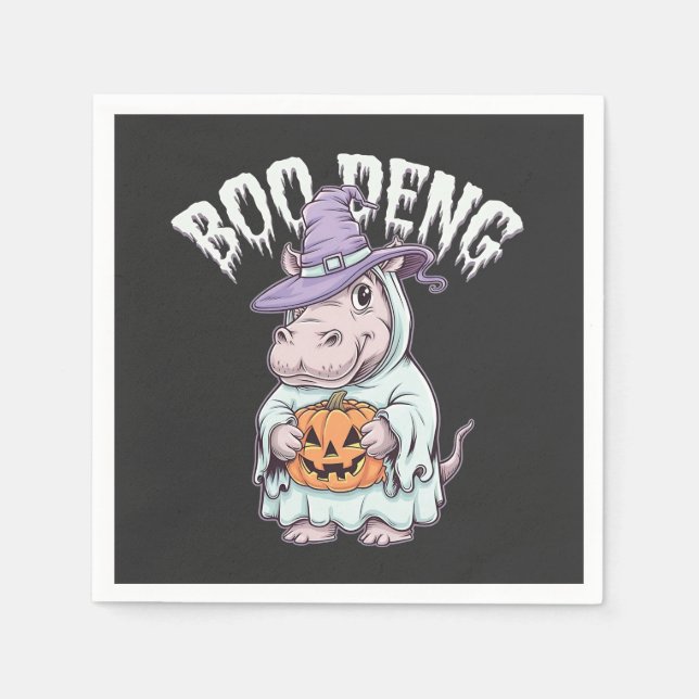 Servilleta De Papel Boo deng Spooky Halloween Moo Deng Baby Hippo (Anverso)