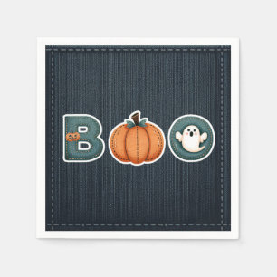 Servilleta De Papel BOO Denim Rústica Calabaza Fantasma Halloween