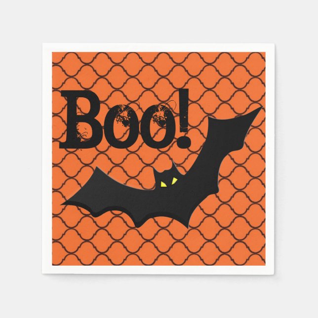 Servilleta De Papel ¡Boo! Fiesta de Bat Halloween (Anverso)