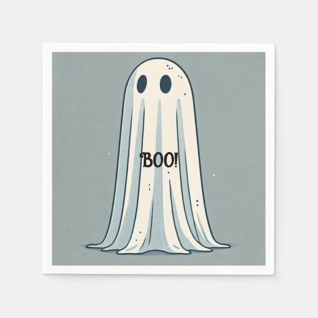 Servilleta De Papel ¡BOO! Fiesta de Halloween verde fantasma (Anverso)