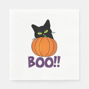 Servilleta De Papel Boo Gracioso Gato Gato Peeking Calabaza Halloween