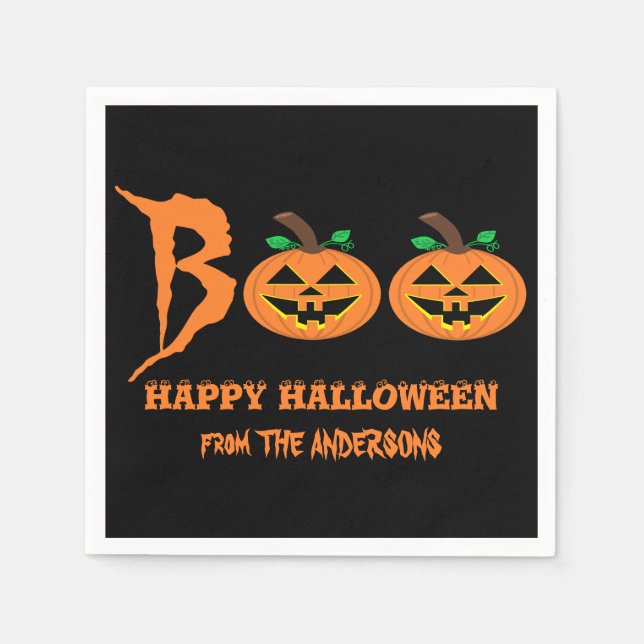 Servilleta De Papel ¡BOO! Halloween Calabazas (Anverso)