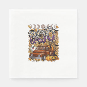 Servilleta De Papel Boo Halloween Camioneta Antigüa Fantasma Calabazas