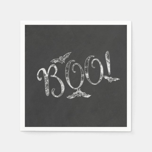 Servilleta De Papel ¡BOO! Halloween Chalkboard Chalk Holiday Party (Anverso)