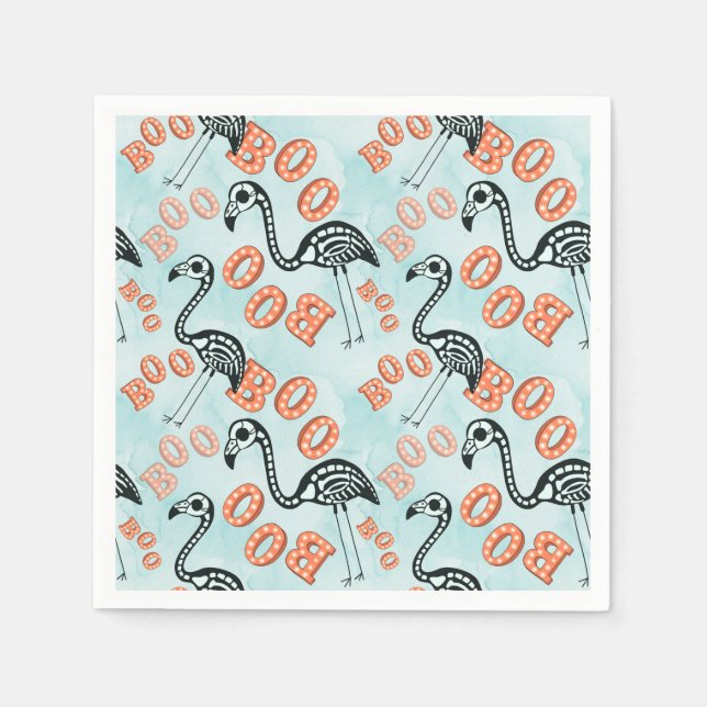 Servilleta De Papel Boo Halloween | Flamingo Skeleton (Anverso)