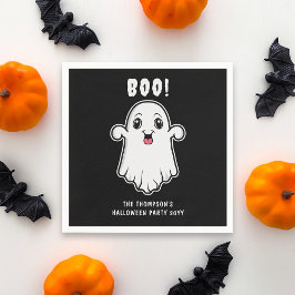 Servilleta De Papel Boo Halloween Ghost Personalizado Texto Negro Y Bl