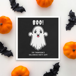 Servilleta De Papel Boo Halloween Ghost Personalizado Texto Negro Y Bl