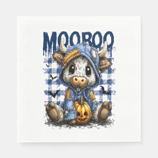 Servilleta De Papel Boo Halloween Spooky Highland Cow (Anverso)