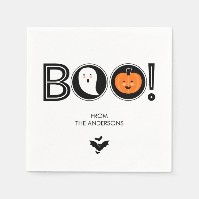 Servilleta De Papel ¡Boo! Napkin feliz de papel de Halloween (Anverso)