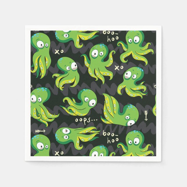 Servilleta De Papel Boo Octopus Green Kids Clothing & Décing (Anverso)