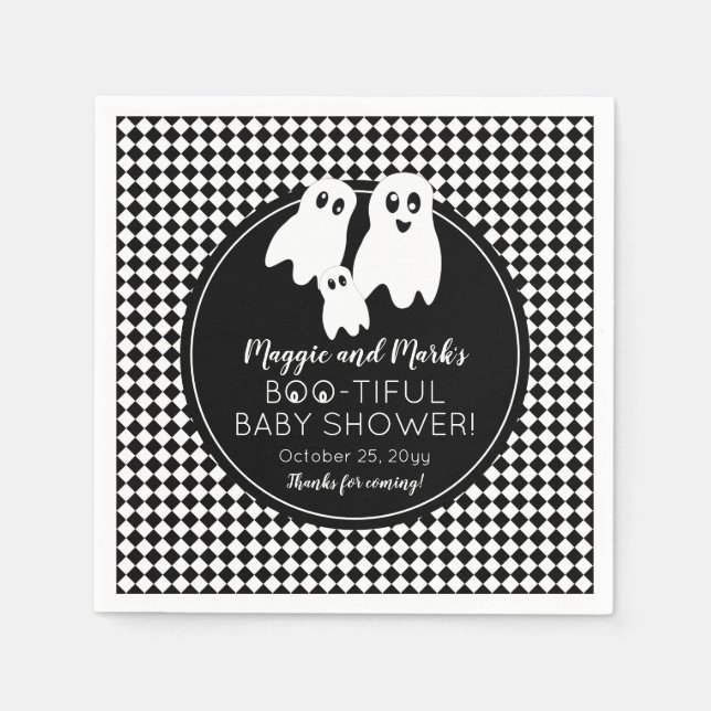 Servilleta De Papel BOO - TIFUL Baby Shower BW Halloween Gracias (Anverso)