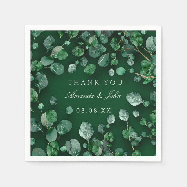 Servilleta De Papel Boodland Greenery Eucaliptus Rustic Boda (Anverso)