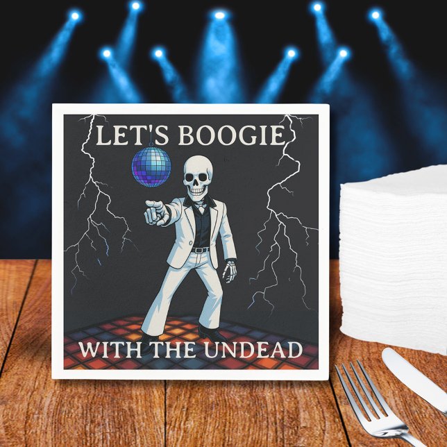 Servilleta De Papel Boogie con la fiesta de Halloween disco no muerto (Let's Boogie With The Undead Disco Halloween Party Napkins)