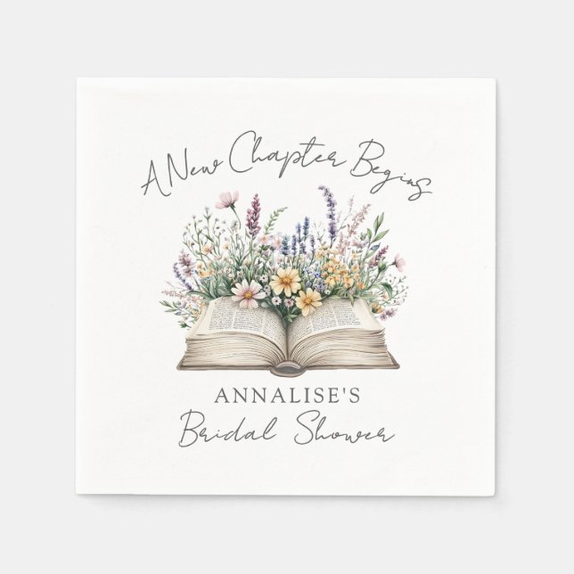 Servilleta De Papel Book New Chapter Wildflower Bridal Shower (Anverso)