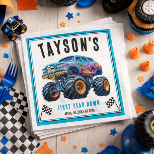 Servilleta De Papel Boom de camión con zoom Vroom   1.ᵉʳ Fiesta de cum