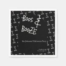 Boos y Booze Halloween Party Black and White