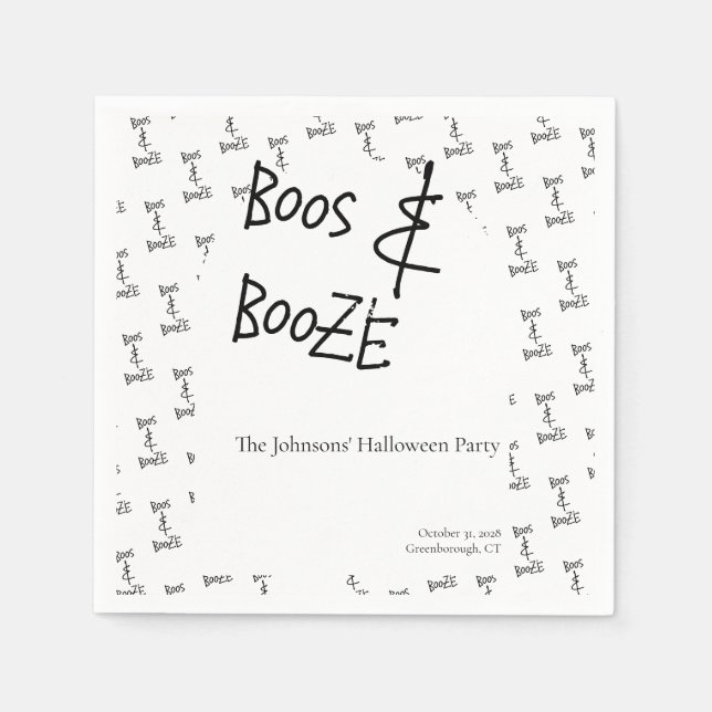 Servilleta De Papel Boos y Booze Halloween Party Minimal (Anverso)