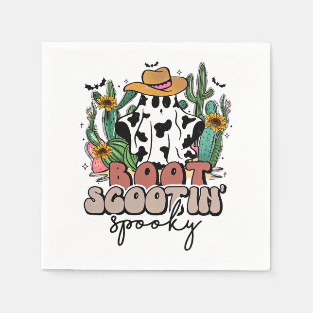 Servilleta De Papel Boot Scootin_ Spooky, Halloween Occidental, Countr (Anverso)
