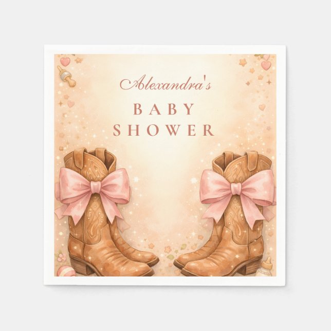 Servilleta De Papel Boots And Bows Western Baby Shower (Anverso)