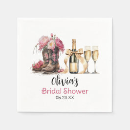 Servilleta De Papel Boots and Bubbles Bridal Shower Last rodeo